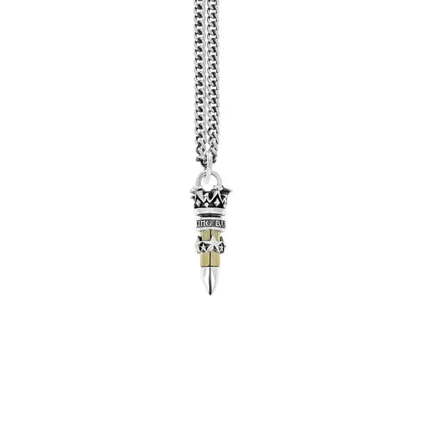 .22 Caliber Bullet With Stars Pendant