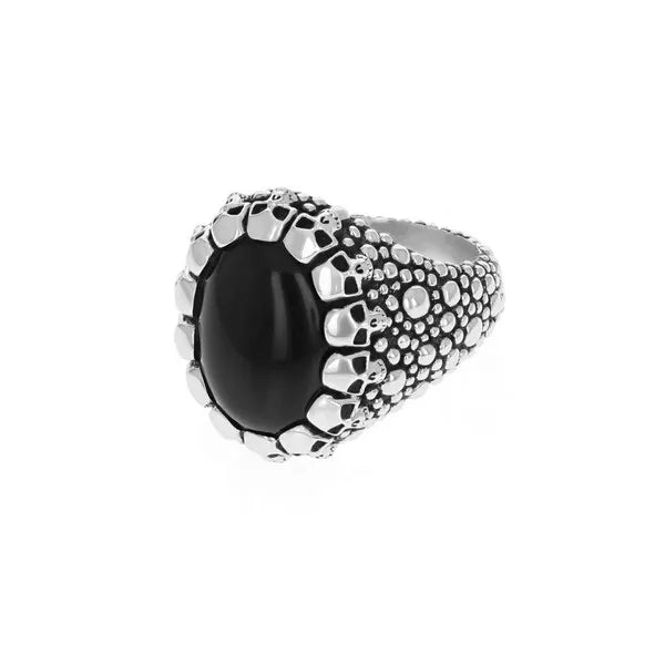 Sting Ray Texture Ring With Skull Bezel