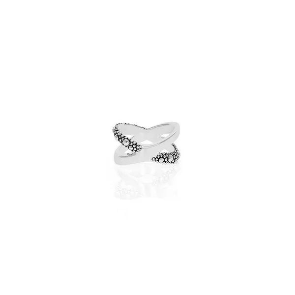 X Cross Ring With Stingray Texture