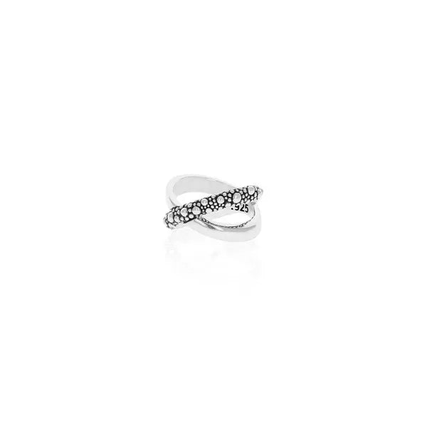 X Cross Ring With Stingray Texture