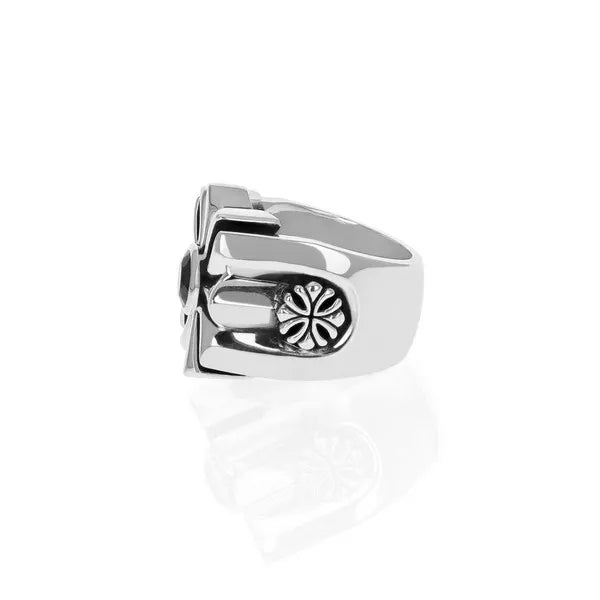 Gothic Cross Ring With Black Onyx Stone