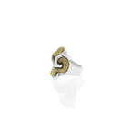 Large Skull Ring With Gold Alloy Snake