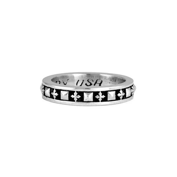 Stackable Studded Ring W/ Mb Crosses