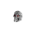 Large Skull Ring With Chosen Cross Detail and Garnet Eyes