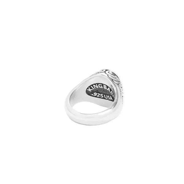 Garnet Oval Stone Ring W/ Wing Detail