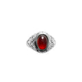 Garnet Oval Stone Ring W/ Wing Detail