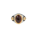 Garnet Oval Stone Ring W/ 10k Gold Skulls and Diamonds