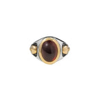Garnet Oval Stone Ring W/ 10k Gold Skulls and Diamonds
