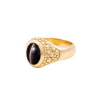 Cat Eye Oval Stone 10k Gold Ring W/ Stingray Texture