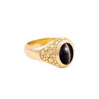 Cat Eye Oval Stone 10k Gold Ring W/ Stingray Texture