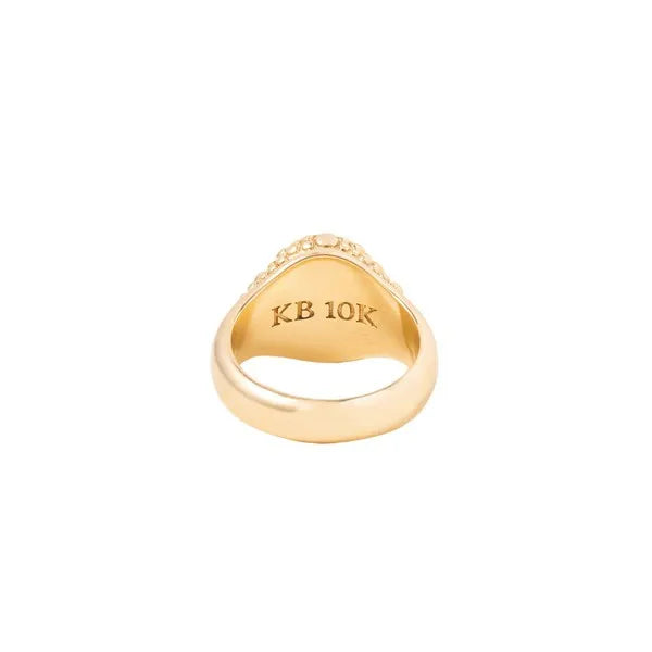 Cat Eye Oval Stone 10k Gold Ring W/ Stingray Texture