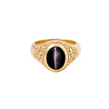 Cat Eye Oval Stone 10k Gold Ring W/ Stingray Texture