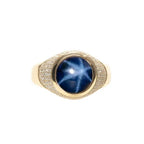 Sapphire 10k Gold Ring W/ Diamonds