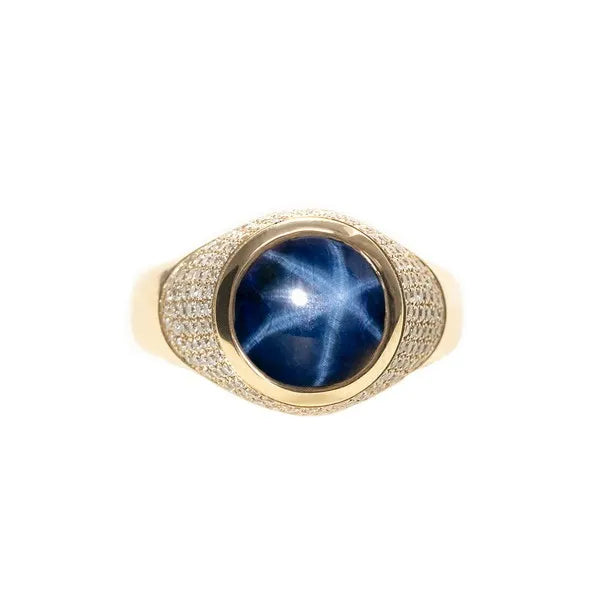 Sapphire 10k Gold Ring W/ Diamonds
