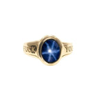 Sapphire Stone 10k Gold Ring W/ Fuck You and Stars