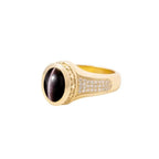 Cat Eye Stone 10k Gold Ring W/ Stars and Diamonds