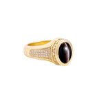 Cat Eye Stone 10k Gold Ring W/ Stars and Diamonds
