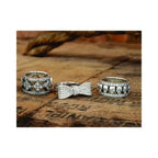 Wide Band Ring W/ Skulls and Cz