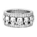 Wide Band Ring W/ Skulls and Cz
