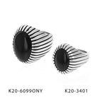 Onyx Ribbed Shank Low Profile Ring With