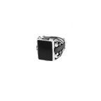 Square Onyx Insert Statement Scroll W/ Flat Smooth Accents
