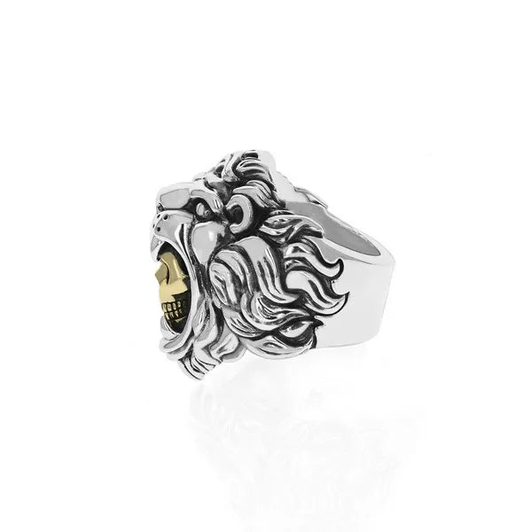 Lion and Alloy Skull Ring