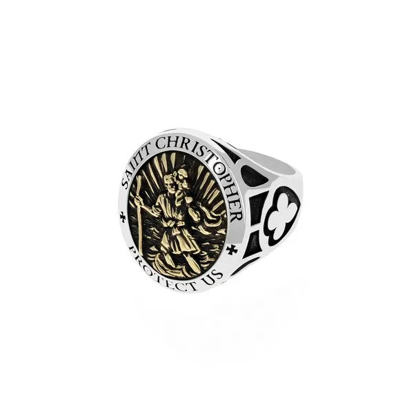 Saint Christopher Ring W/ Gold Alloy
