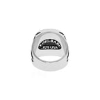 Rounded Square Stone Ring W/ Relic Cross Detail