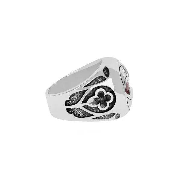 Cutout Mb Cross Stone Ring W/ Relic Cross Detail