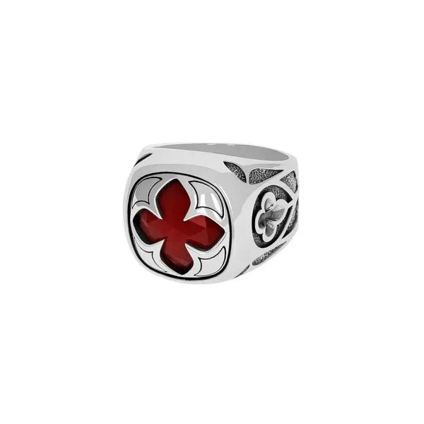 Cutout Mb Cross Stone Ring W/ Relic Cross Detail
