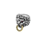 Lion's Head Ring With Gold Toggle With Diamonds and Prec. Stones