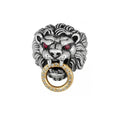 Lion's Head Ring With Gold Toggle With Diamonds and Prec. Stones