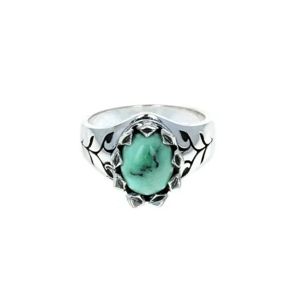 Crowned Oval Turquoise Ring