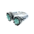 Double Crowned Oval Turquoise Open Ring