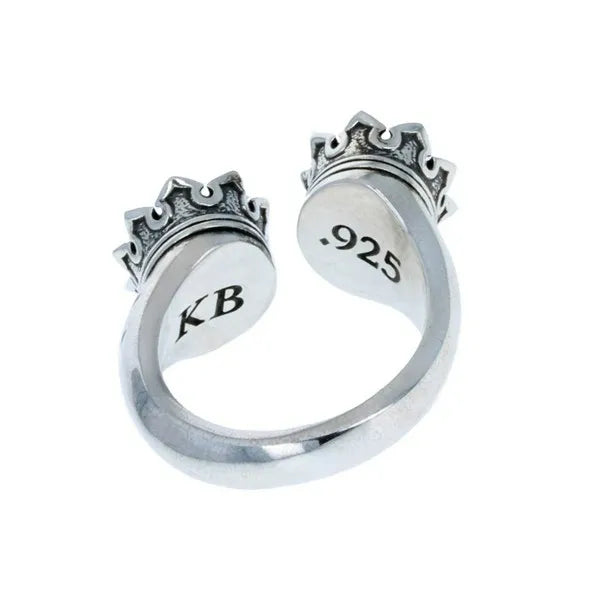 Double Crowned Oval Turquoise Open Ring