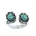 Double Crowned Oval Turquoise Open Ring