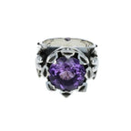 13mm Crown Ring Purple Cz W/ Hearts