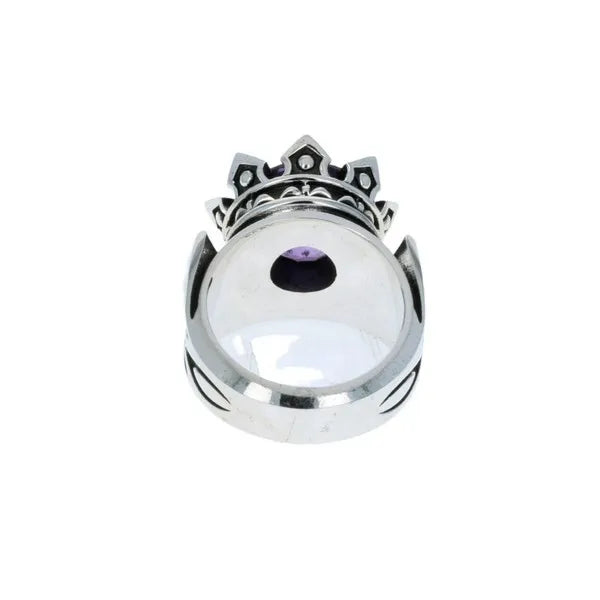 13mm Crown Ring Purple Cz W/ Hearts