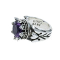 13mm Crown Ring Purple Cz W/ Hearts