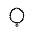 8mm Matte Onyx Beaded Bracelet W/ Indian Headdress Logo Charm