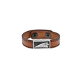 Leather Bracelet W/ Silver Indian Headdress Logo Sleeve