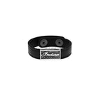 Leather Bracelet With Snap Buttons and Indian Motorcycle Script