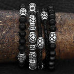 Leather Bracelet With Motif Barrel Beads