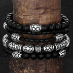 Leather Bracelet With Motif Barrel Beads