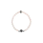 6mm Rose Quartz Bead Bracelet W/ 2 Silver Beads and 1  Silver Rose Bead