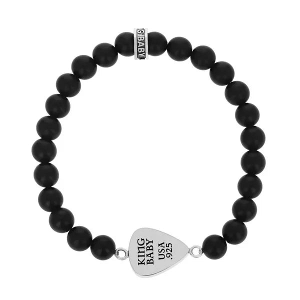 Beaded Bracelet With Skull Guitar Pick