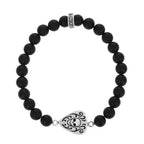 Beaded Bracelet With Skull Guitar Pick