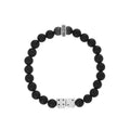 Onyx Bead Bracelet With 2 Silver Dice Beads and Logo Ring