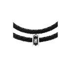 Double Wrap Leather Bracelet With Micro Stackable Pyramid Rings
