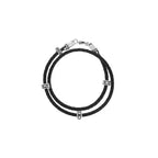 Double Wrap Leather Bracelet With Micro Stackable Pyramid Rings